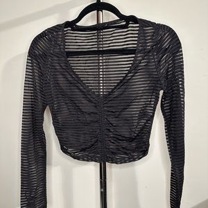 Sheer striped mesh shirt
